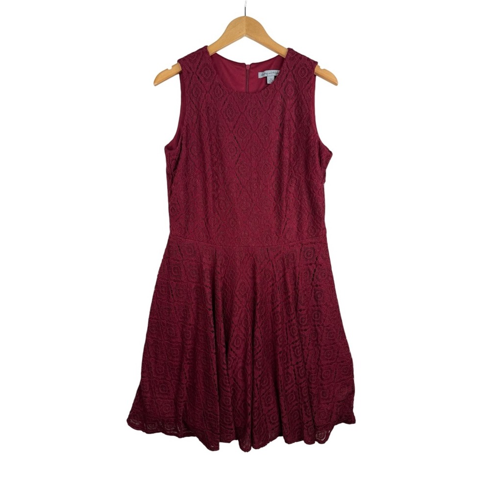 NWT Danny and Nicole Lace Embroidered Fit & Flare Sleeveless Dress size 16 Red